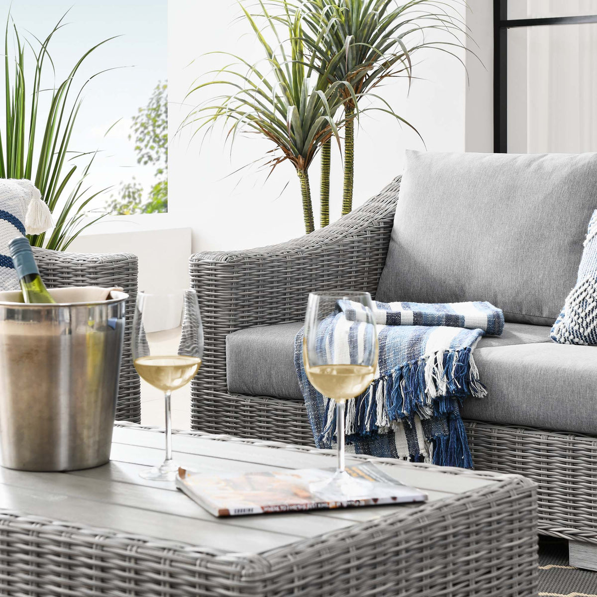 Conway 4-Piece Outdoor Patio Wicker Rattan Furniture Set by Modway, photo 17 of 41