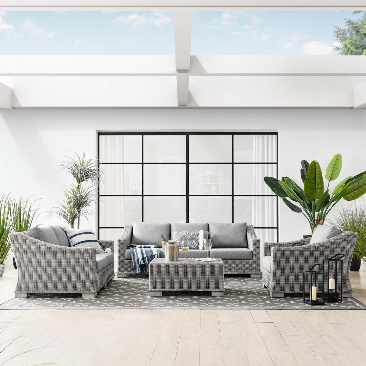 Conway 4-Piece Outdoor Patio Wicker Rattan Furniture Set by Modway, photo 13 of 41