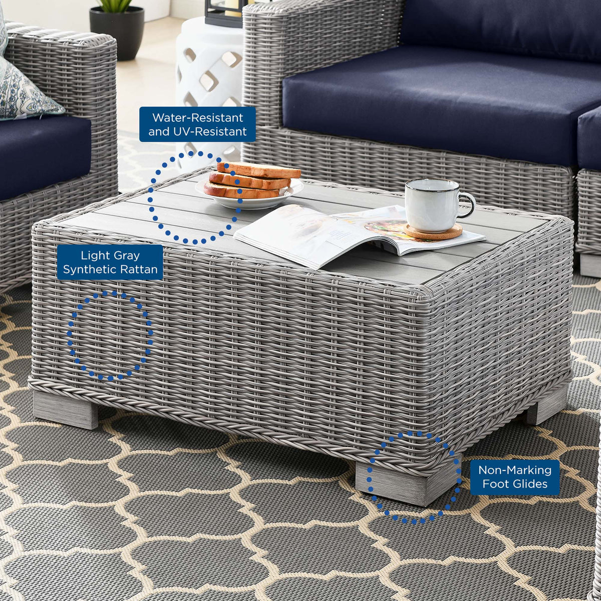 Conway 4-Piece Outdoor Patio Wicker Rattan Furniture Set by Modway, photo 32 of 41