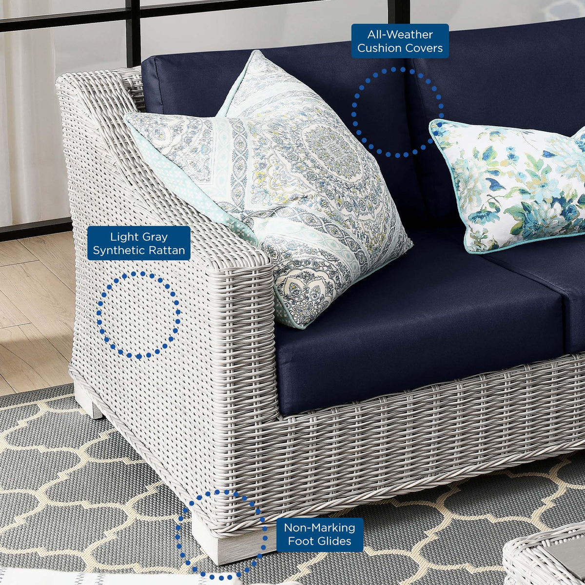Conway 4-Piece Outdoor Patio Wicker Rattan Furniture Set by Modway, photo 33 of 41