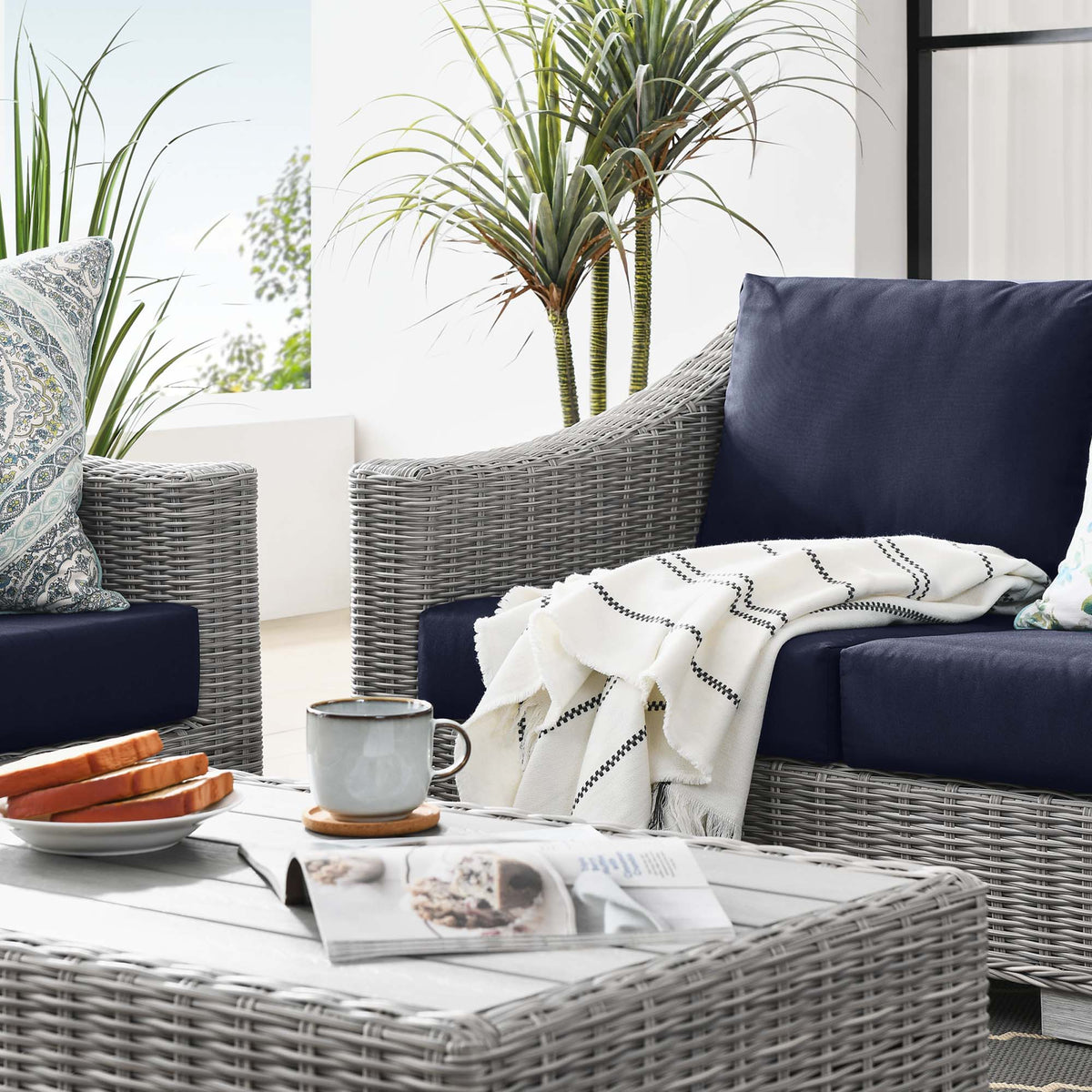 Conway 4-Piece Outdoor Patio Wicker Rattan Furniture Set by Modway, photo 34 of 41