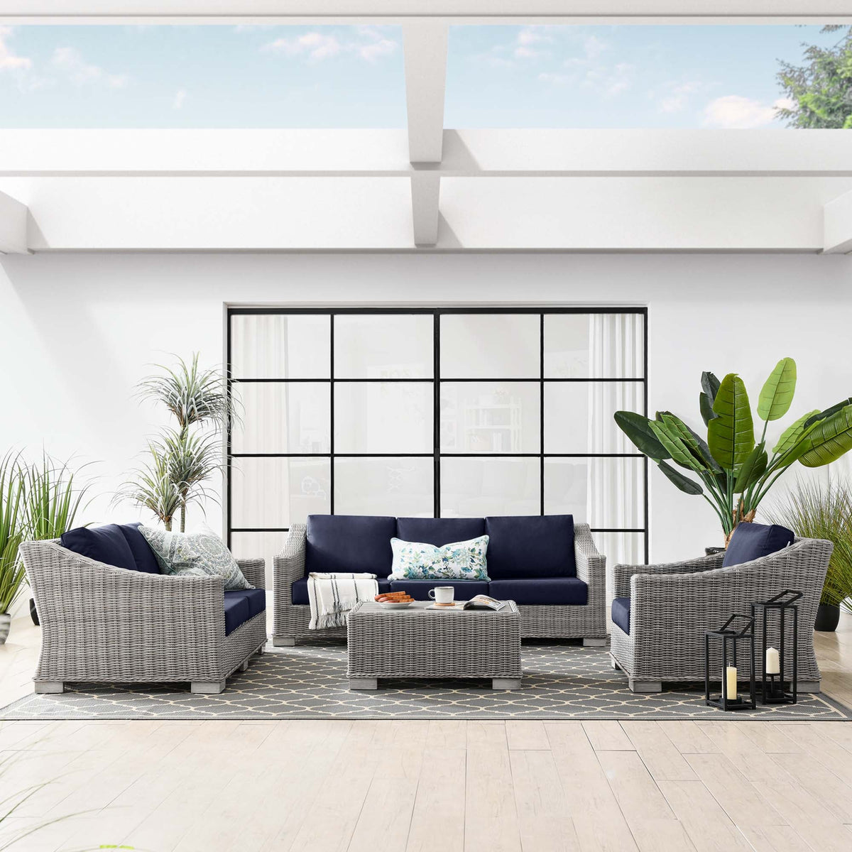 Conway 4-Piece Outdoor Patio Wicker Rattan Furniture Set by Modway, photo 30 of 41