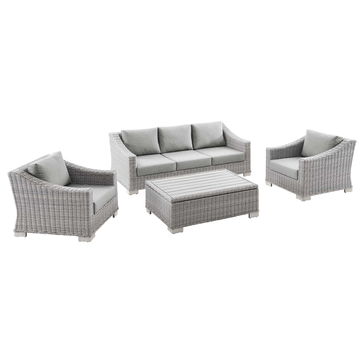 Conway 4-Piece Outdoor Patio Wicker Rattan Furniture Set by Modway, photo 35 of 41