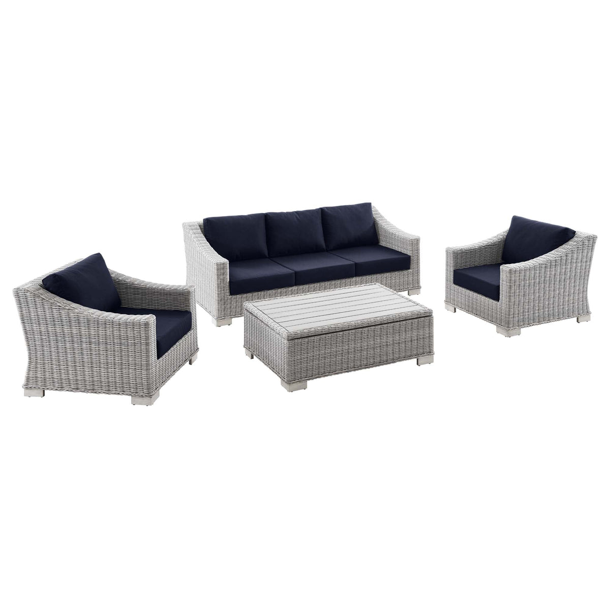 Conway 4-Piece Outdoor Patio Wicker Rattan Furniture Set by Modway, photo 41 of 41
