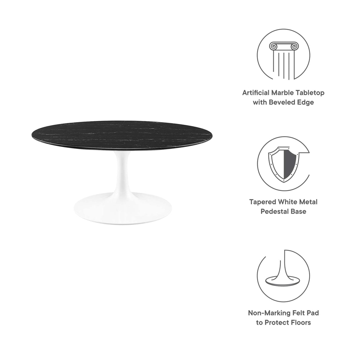 Lippa Round Faux Marble Coffee Table by Modway, photo 2 of 14