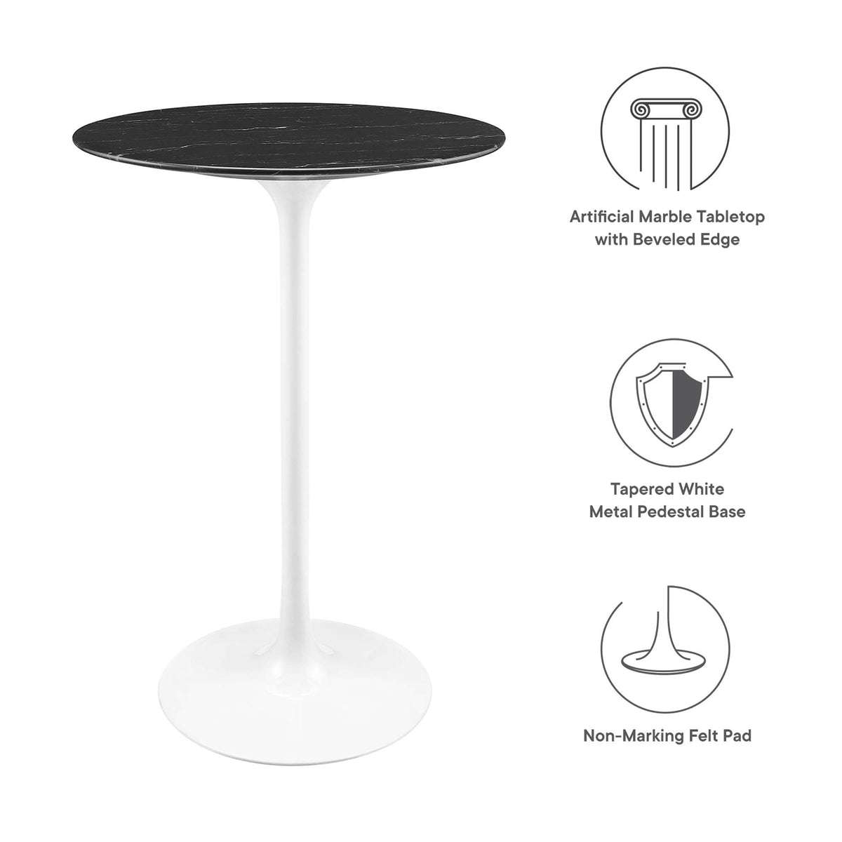 Lippa Round Faux Marble Bar Table by Modway, photo 30 of 40