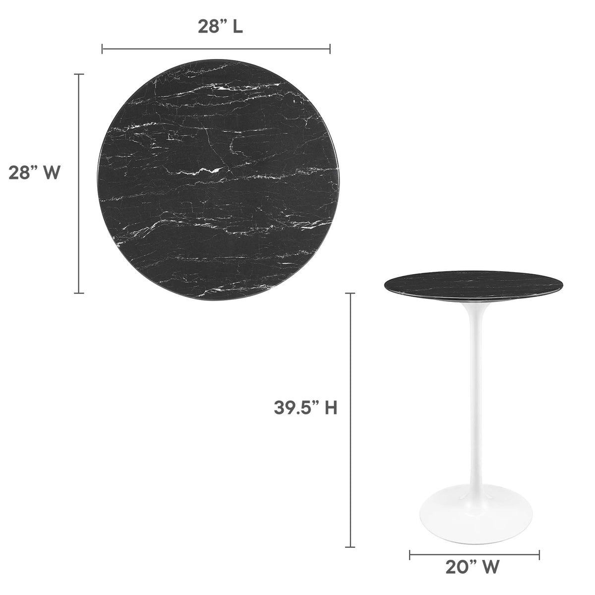 Lippa Round Faux Marble Bar Table by Modway, photo 31 of 40