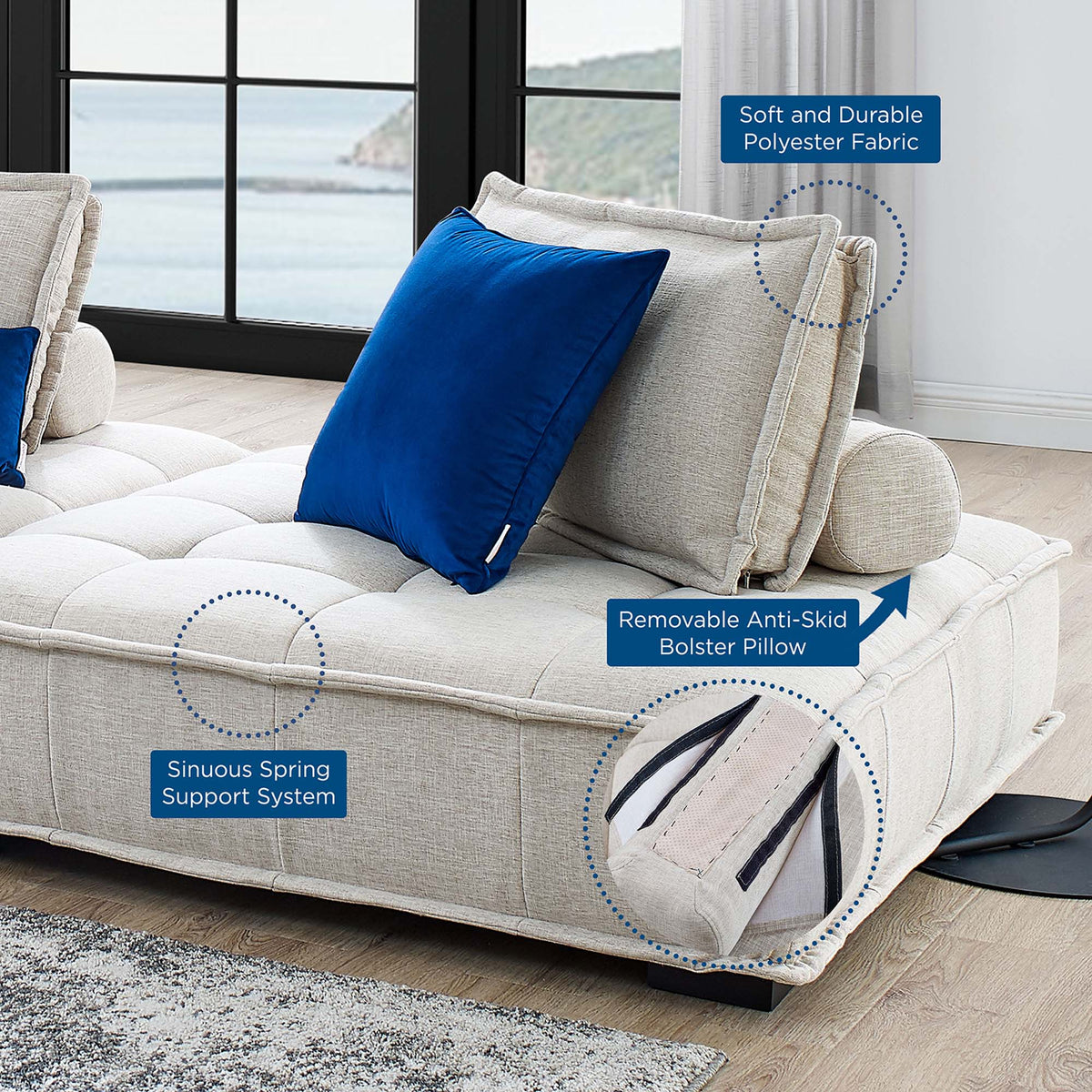 Saunter 2-Piece Tufted Fabric Fabric Loveseat by Modway, photo 5 of 6