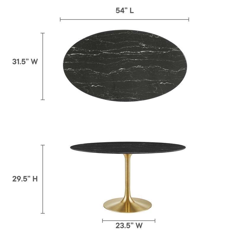Lippa 54" Oval Faux Marble Dining Table by Modway - EEI-5242, photo 3 of 7