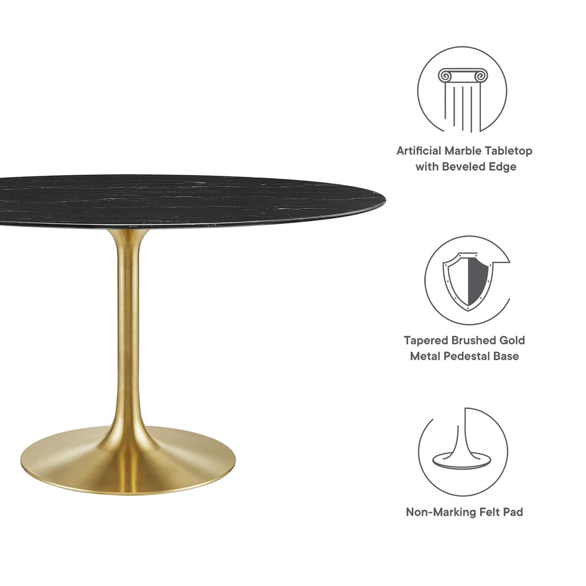 Lippa 54" Oval Faux Marble Dining Table by Modway - EEI-5242, photo 2 of 7