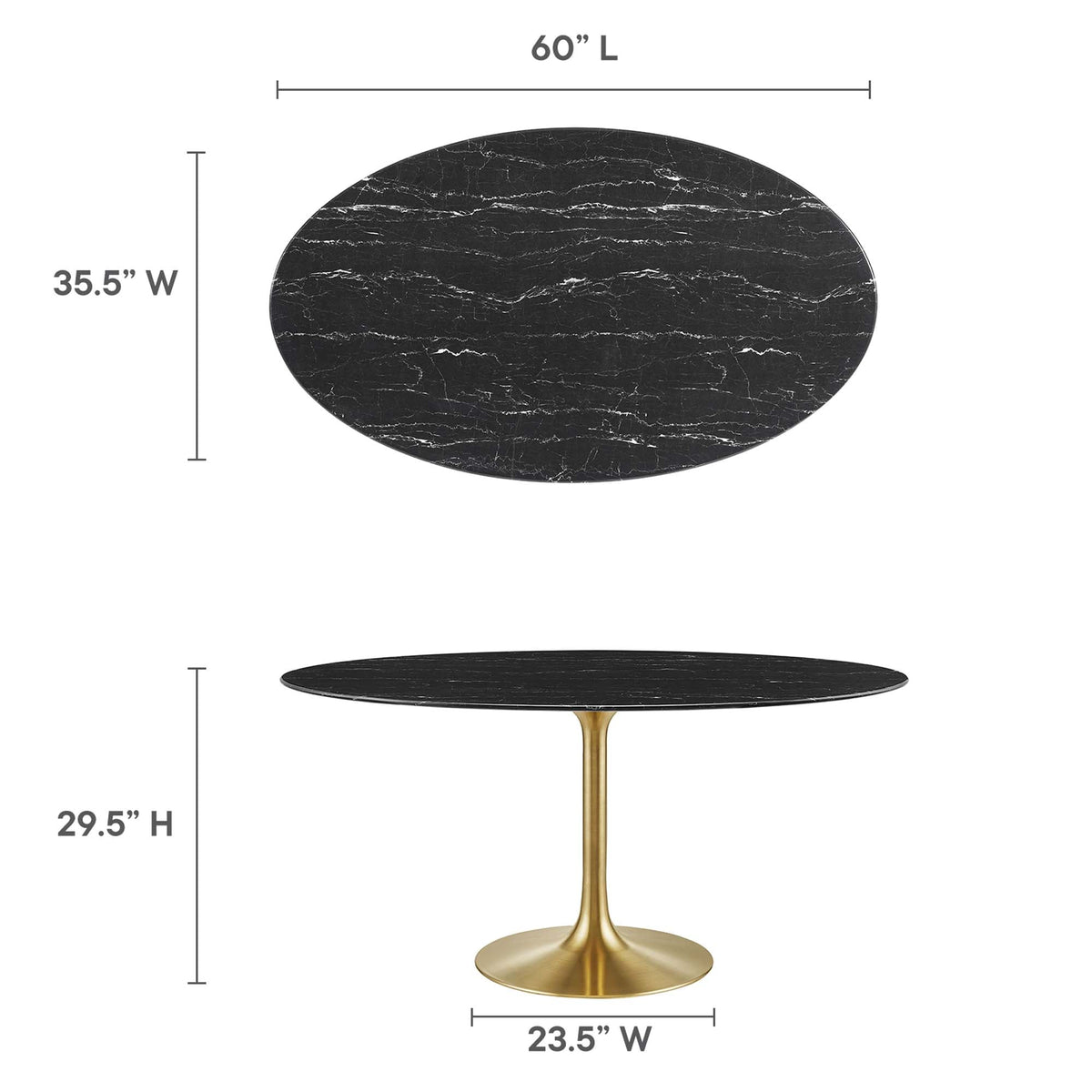 Lippa 60" Oval Faux Marble Dining Table by Modway - EEI-5243, photo 3 of 7