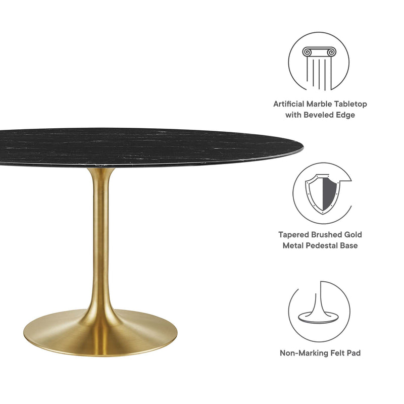 Lippa 60" Oval Faux Marble Dining Table by Modway - EEI-5243, photo 2 of 7