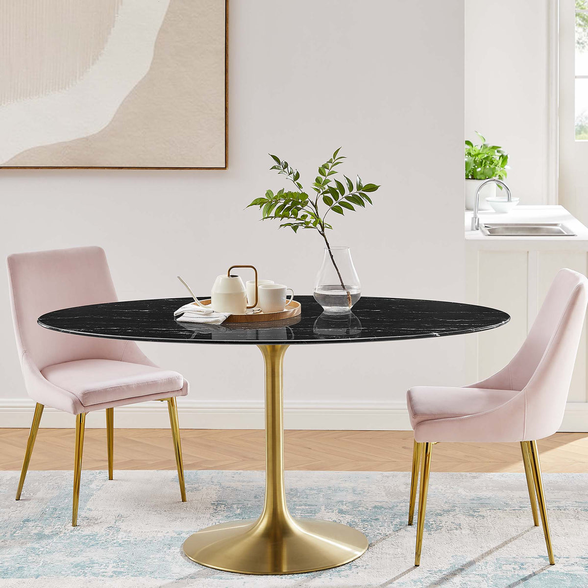 Lippa 60" Oval Faux Marble Dining Table by Modway - EEI-5243, photo 6 of 7