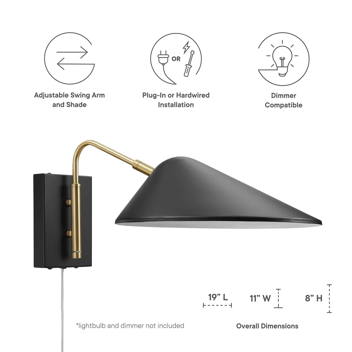 Journey 7" Swing Arm Wall Sconce by Modway by HouseOfZazla