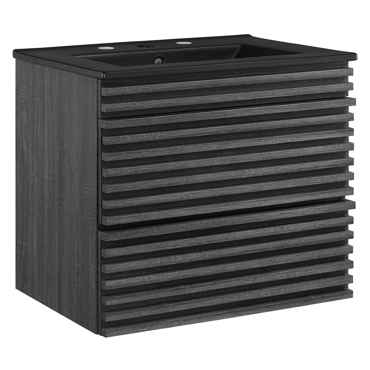 Render 24" Wall-Mount Bathroom Vanity by Modway - Charcoal Black / Oak Black / Walnut Black