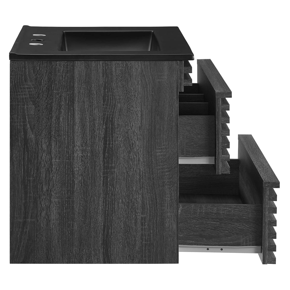 Render 24" Wall-Mount Bathroom Vanity by Modway - Charcoal Black / Oak Black / Walnut Black, photo 4 of 28