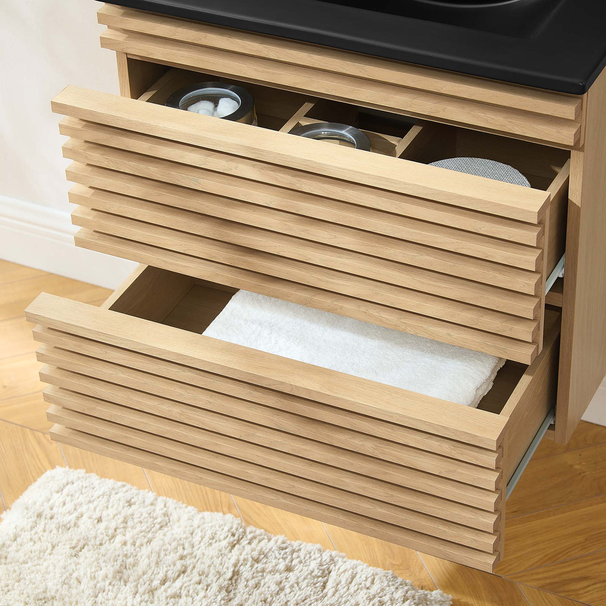 Render 24" Wall-Mount Bathroom Vanity by Modway - Charcoal Black / Oak Black / Walnut Black, photo 18 of 28