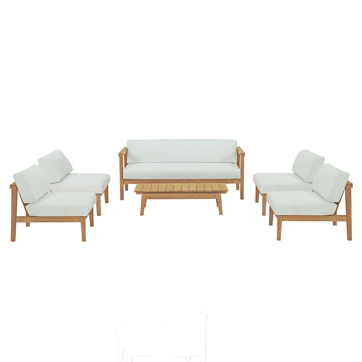 Bayport 6 Piece Outdoor Patio Teak Set by Modway, photo 15 of 21