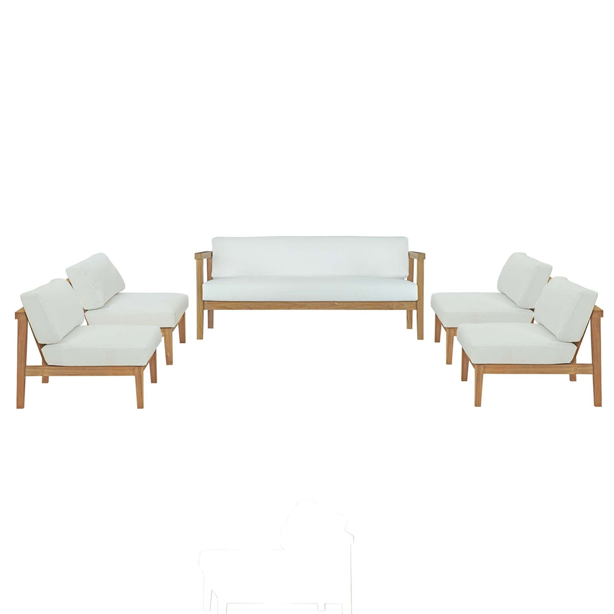 Bayport 5 Piece Outdoor Patio Teak Set by Modway, photo 9 of 13