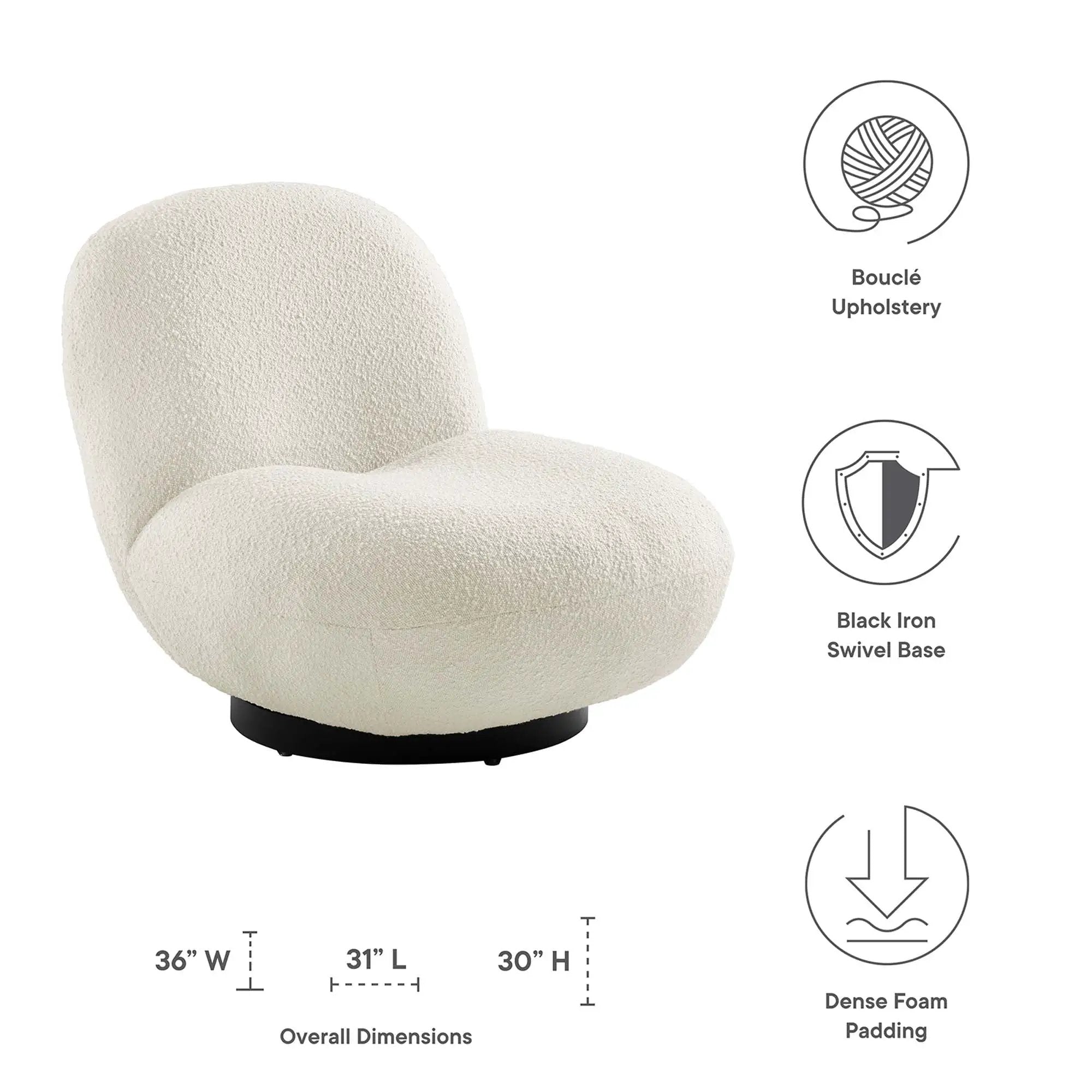 Kindred Boucle Upholstered Fabric Swivel Chair by Modway by HouseOfZazla
