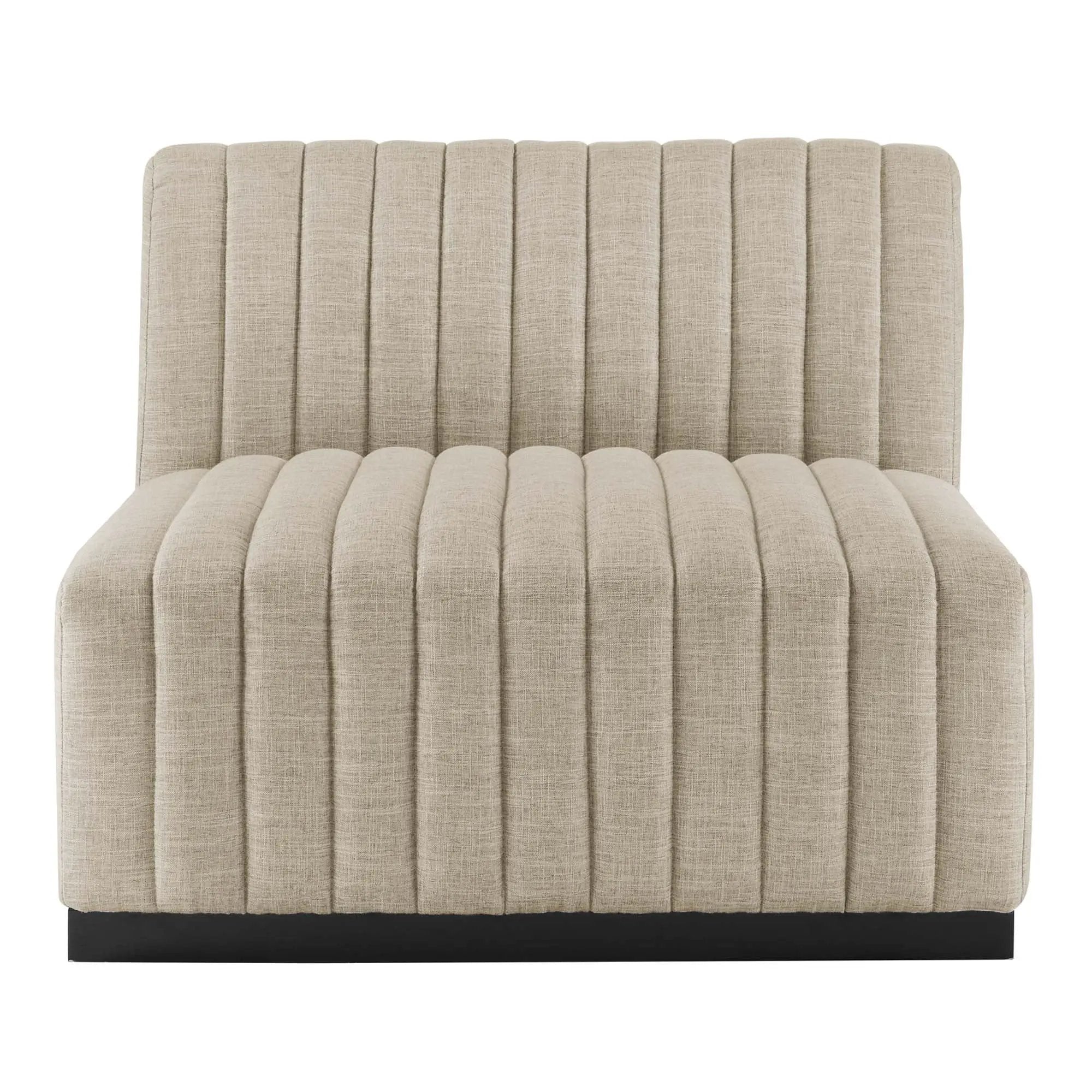 Conjure Channel Tufted Upholstered Fabric Armless Chair by HouseOfZazla