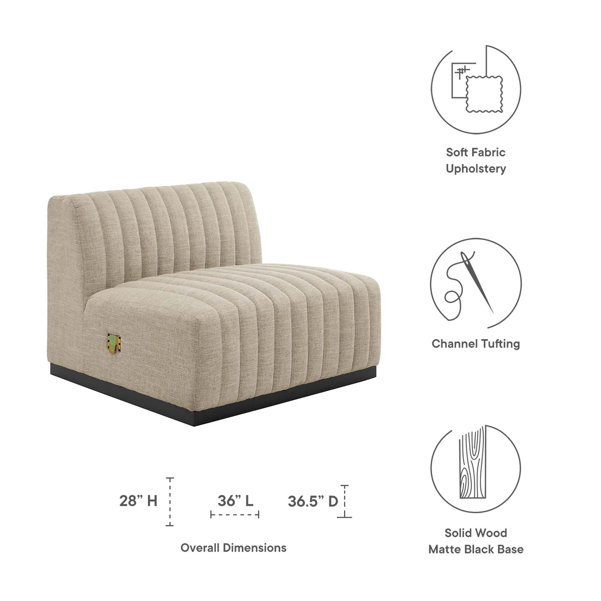 Conjure Channel Tufted Upholstered Fabric Armless Chair by HouseOfZazla