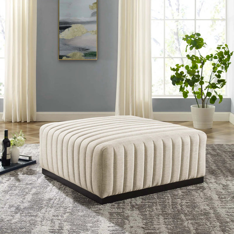 Conjure Channel Tufted Upholstered Fabric Ottoman by HouseOfZazla