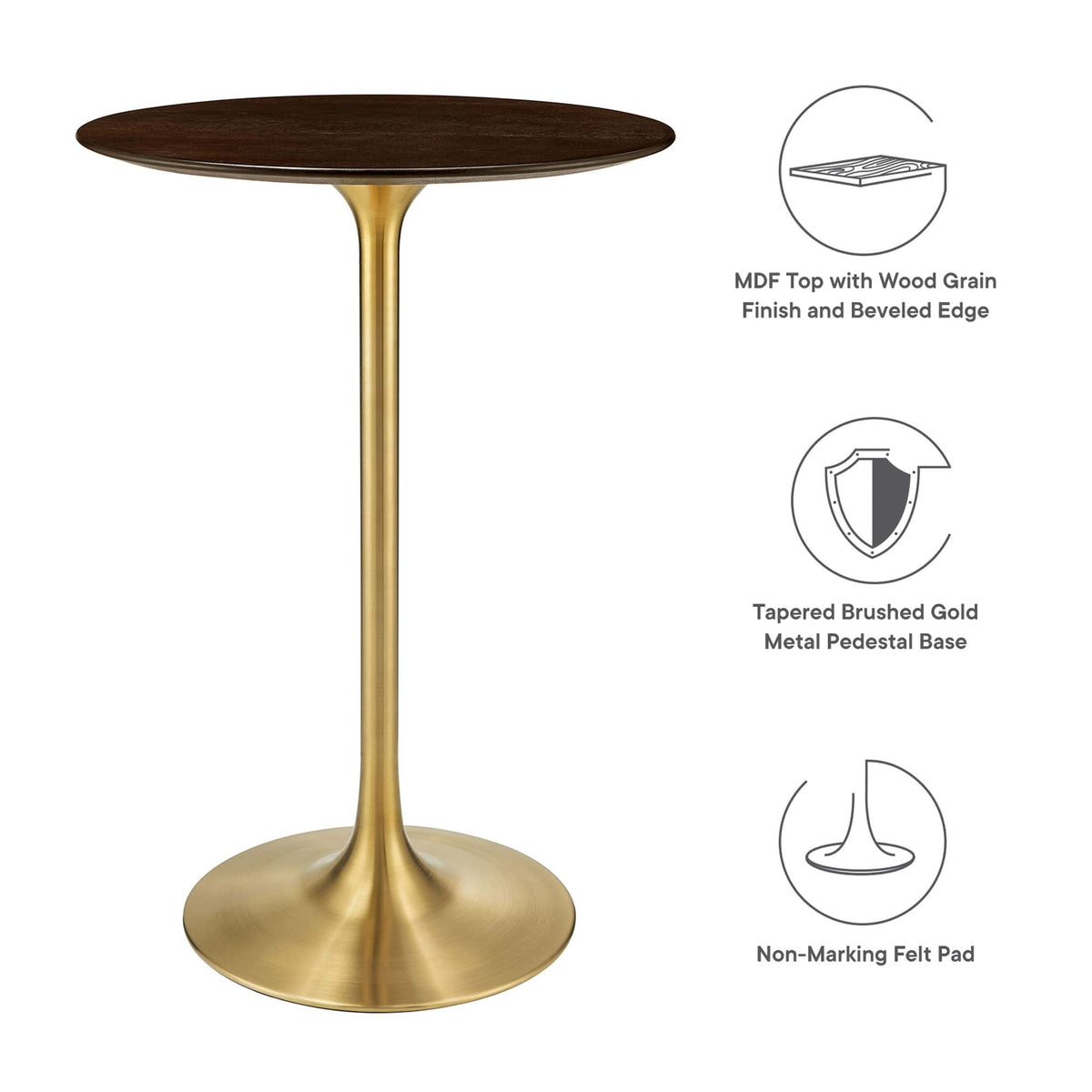 Lippa 28" Round Cherry Walnut Wood Bar Table by Modway, photo 2 of 7