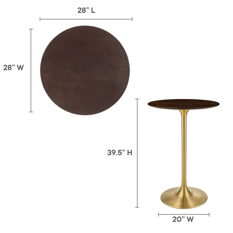 Lippa 28" Round Cherry Walnut Wood Bar Table by Modway, photo 3 of 7