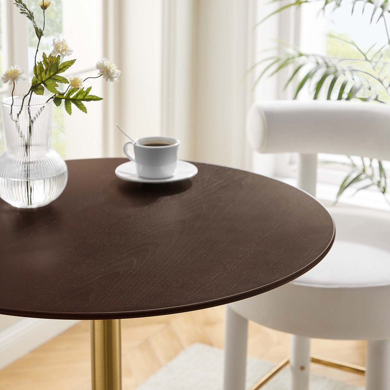 Lippa 28" Round Cherry Walnut Wood Bar Table by Modway, photo 7 of 7