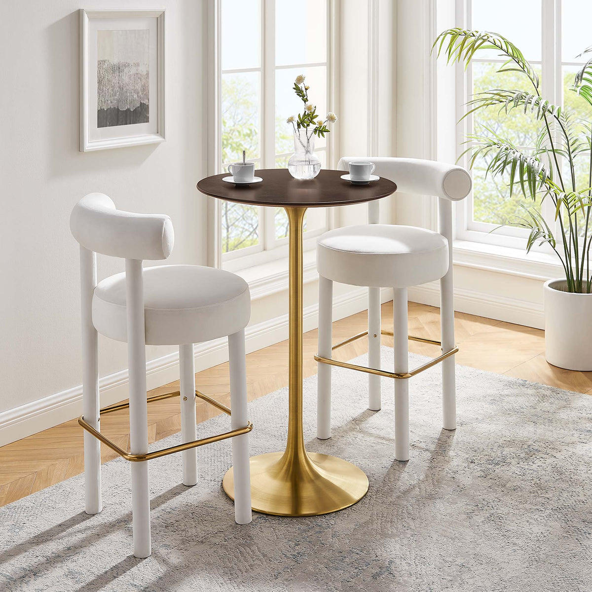 Lippa 28" Round Cherry Walnut Wood Bar Table by Modway, photo 6 of 7