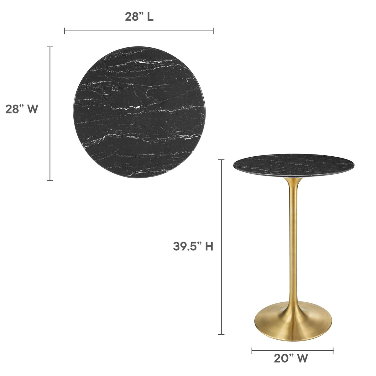 Lippa Round Faux Marble Bar Table by Modway, photo 38 of 40