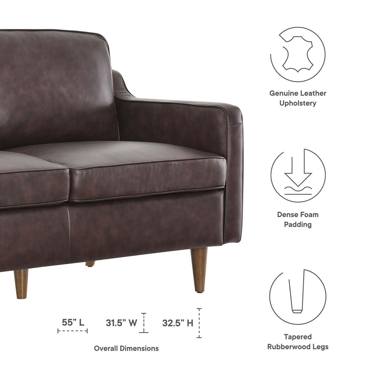 Impart Genuine Leather Loveseat by Modway, photo 2 of 16