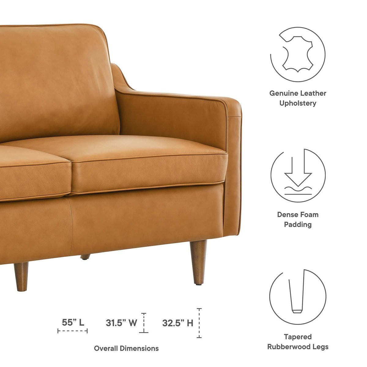 Impart Genuine Leather Loveseat by Modway, photo 10 of 16