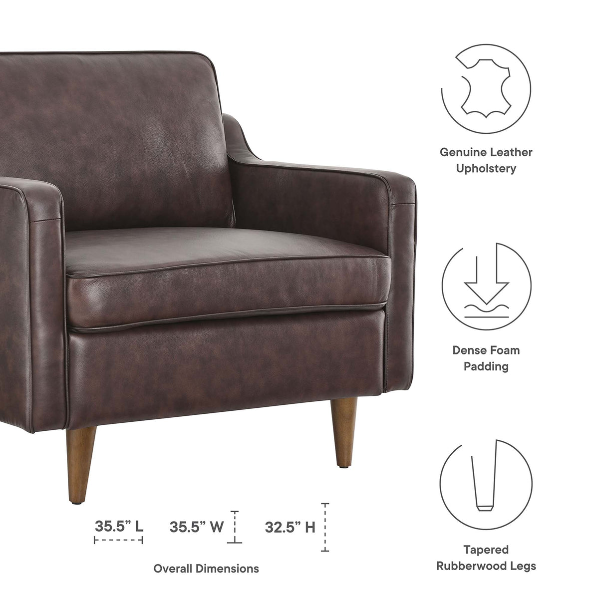 Impart Genuine Leather Armchair by Modway, photo 2 of 16