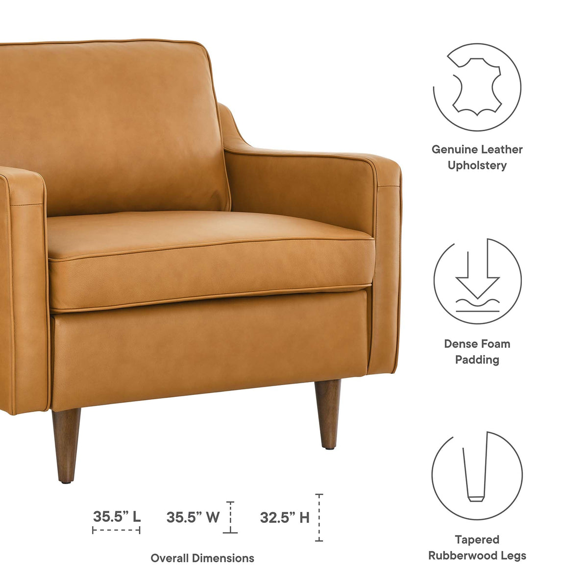 Impart Genuine Leather Armchair by Modway, photo 10 of 16