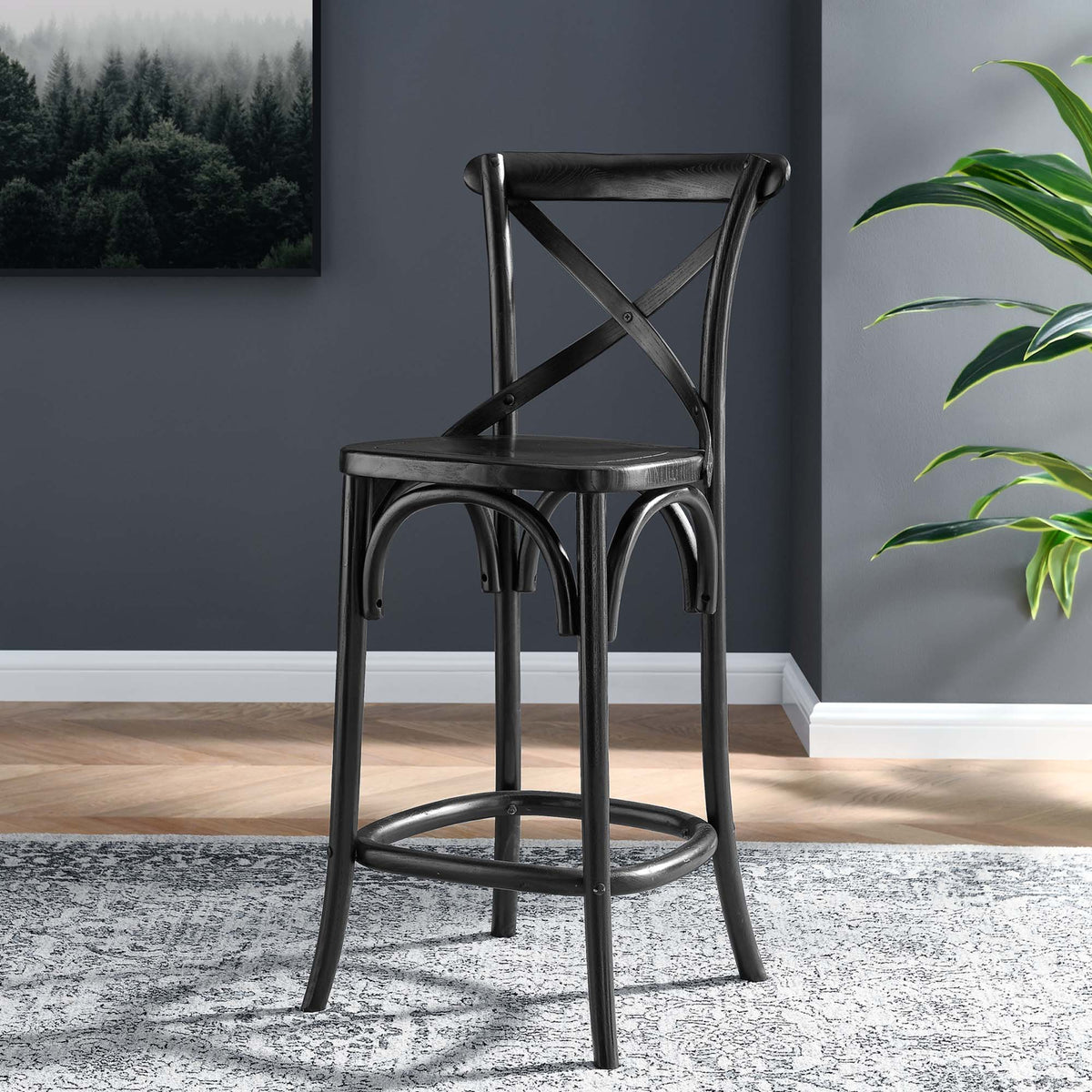 Gear Counter Stool by Modway - Black / Gray / Midnight Blue / Natural / Walnut / White (EEI-5562), photo 11 of 42