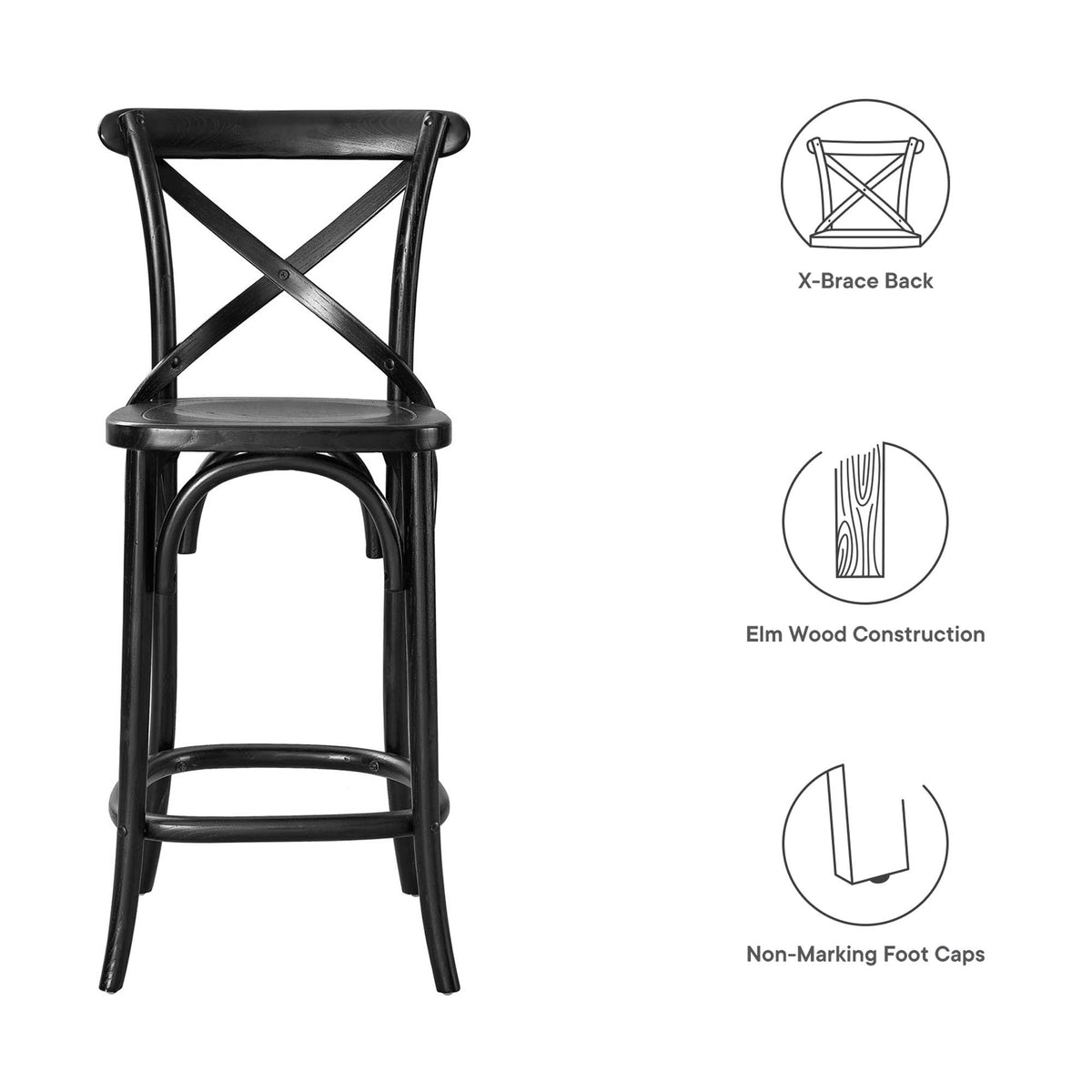 Gear Counter Stool by Modway - Black / Gray / Midnight Blue / Natural / Walnut / White (EEI-5562), photo 2 of 42