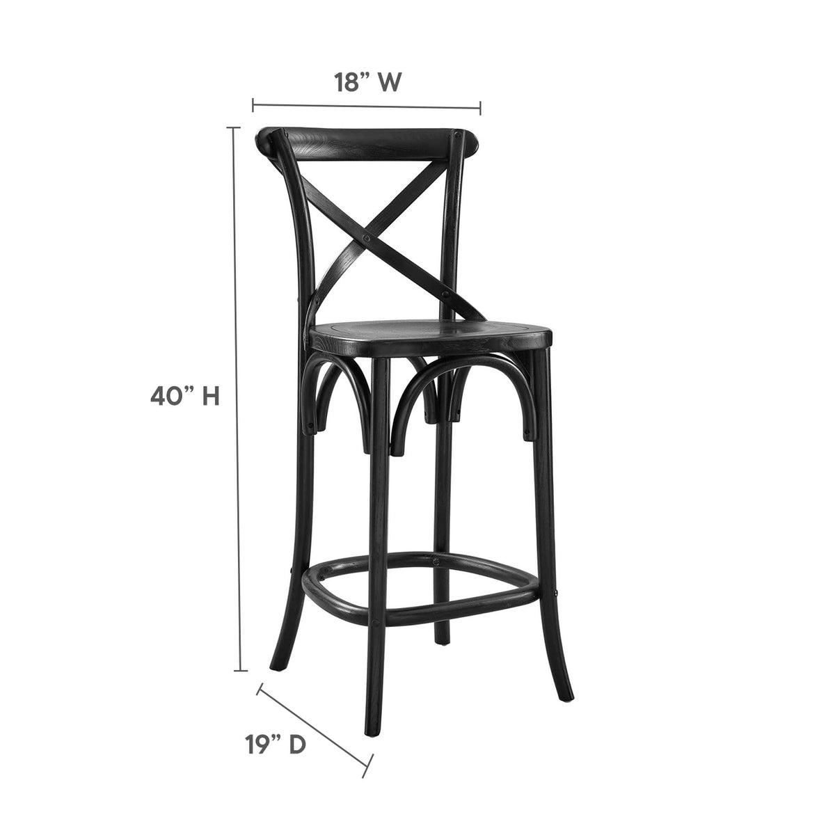 Gear Counter Stool by Modway - Black / Gray / Midnight Blue / Natural / Walnut / White (EEI-5562), photo 3 of 42