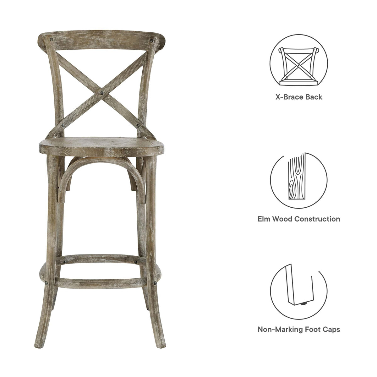 Gear Counter Stool by Modway - Black / Gray / Midnight Blue / Natural / Walnut / White (EEI-5562), photo 13 of 42