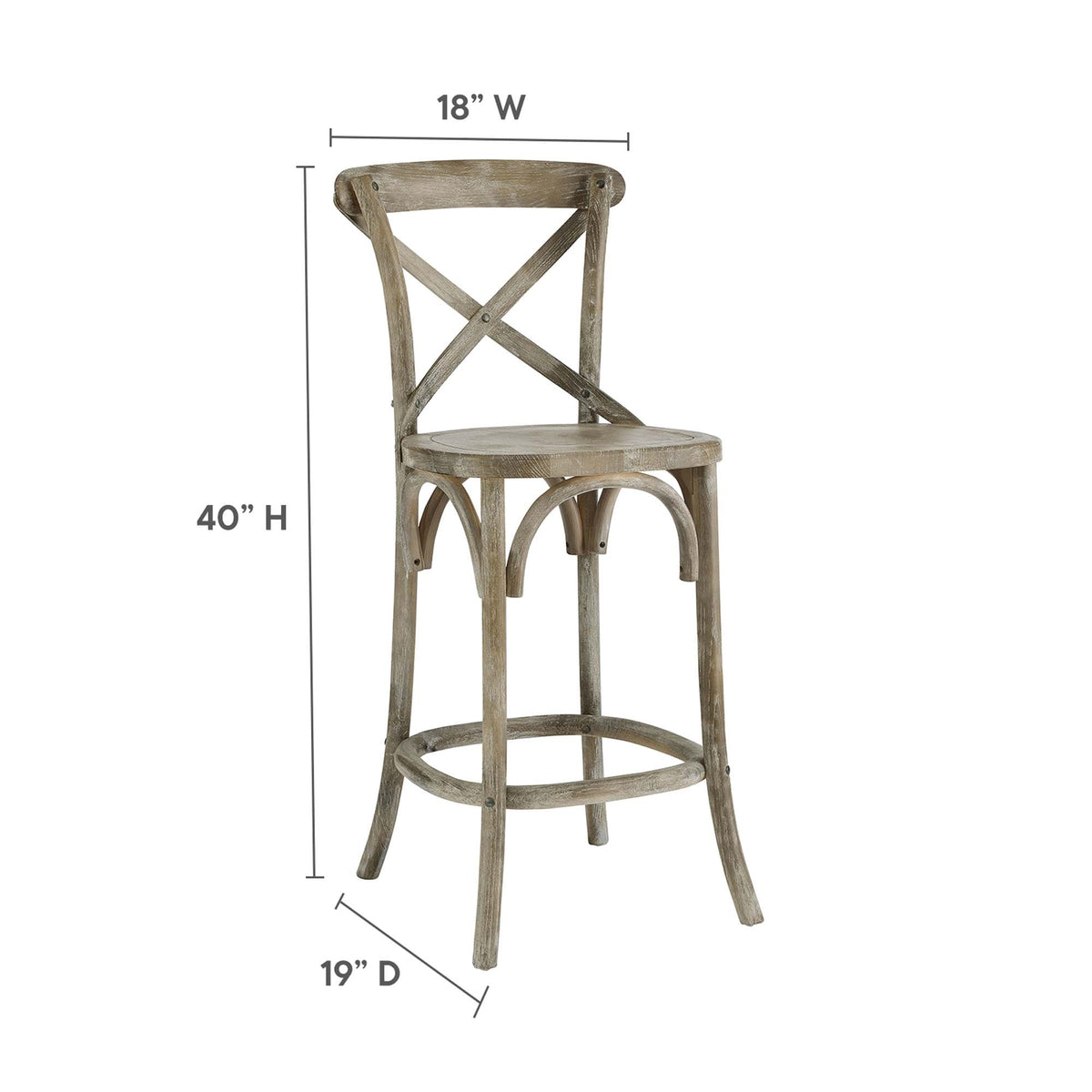 Gear Counter Stool by Modway - Black / Gray / Midnight Blue / Natural / Walnut / White (EEI-5562), photo 14 of 42