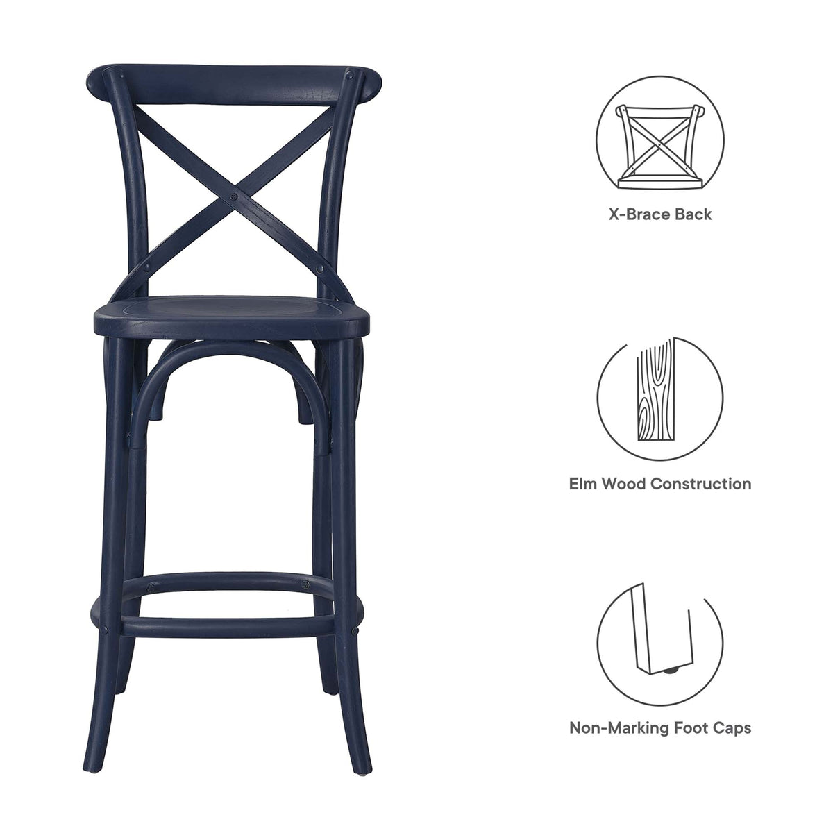 Gear Counter Stool by Modway - Black / Gray / Midnight Blue / Natural / Walnut / White (EEI-5562), photo 24 of 42