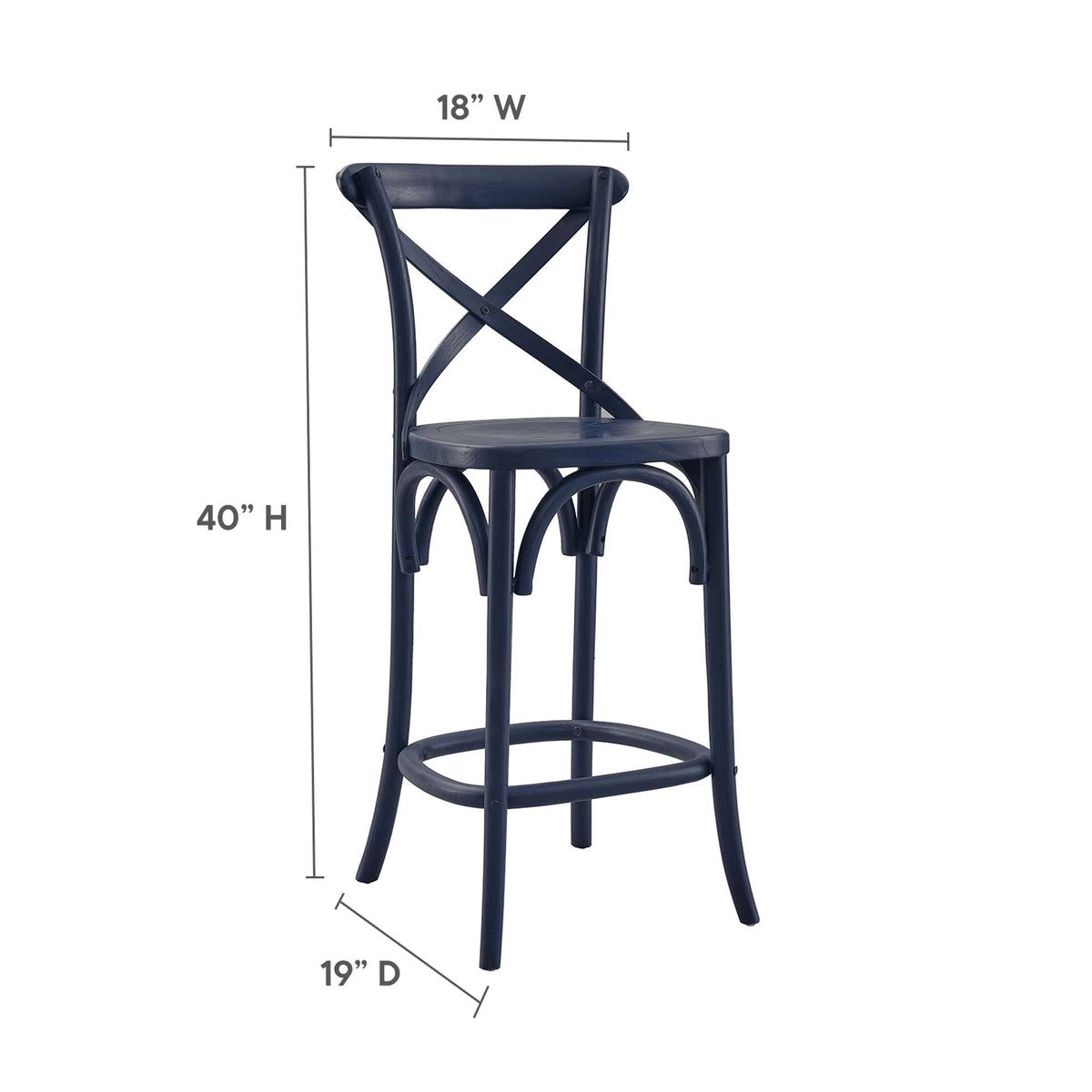 Gear Counter Stool by Modway - Black / Gray / Midnight Blue / Natural / Walnut / White (EEI-5562), photo 25 of 42