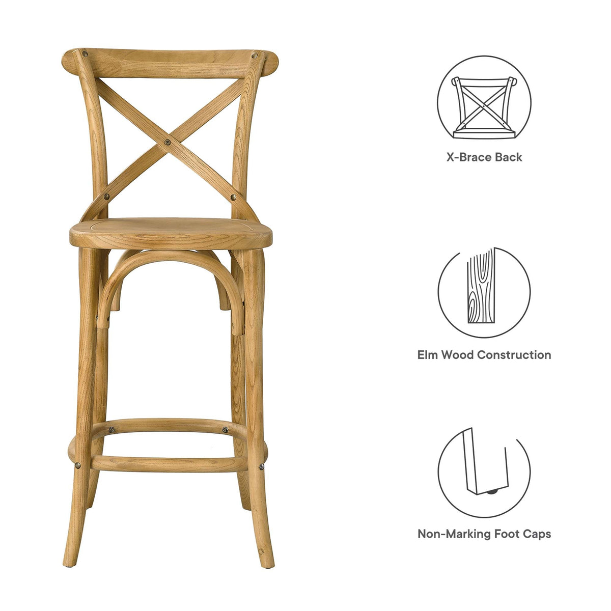 Gear Counter Stool by Modway - Black / Gray / Midnight Blue / Natural / Walnut / White (EEI-5562), photo 35 of 42