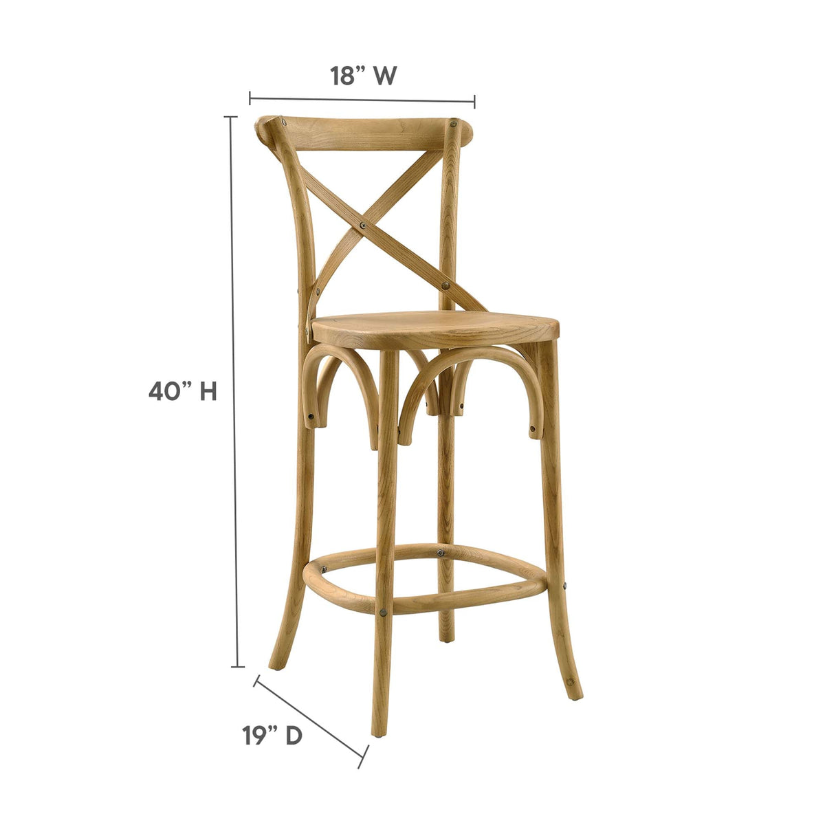 Gear Counter Stool by Modway - Black / Gray / Midnight Blue / Natural / Walnut / White (EEI-5562), photo 36 of 42