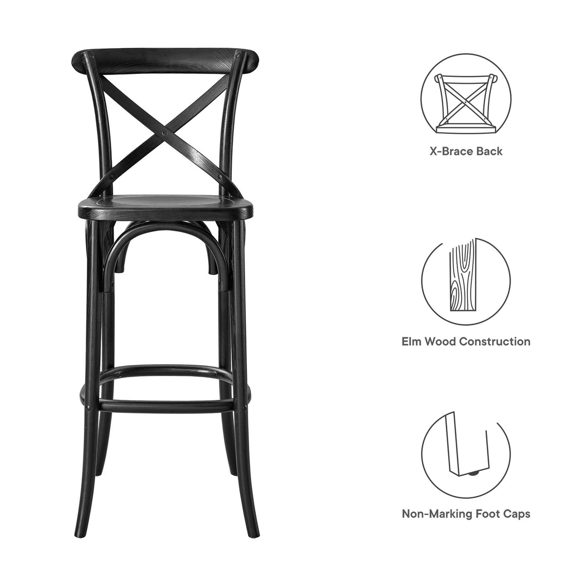 Gear Bar Stool by Modway - Black / Gray / Midnight Blue / Natural / Walnut / White (EEI-5563), photo 2 of 42
