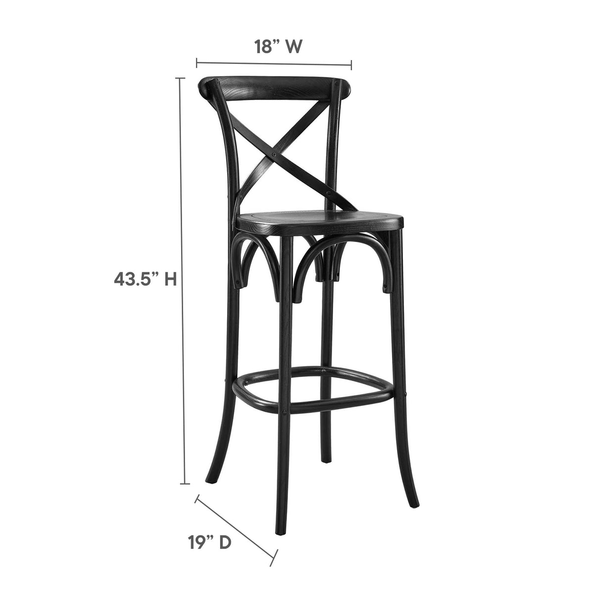 Gear Bar Stool by Modway - Black / Gray / Midnight Blue / Natural / Walnut / White (EEI-5563), photo 3 of 42