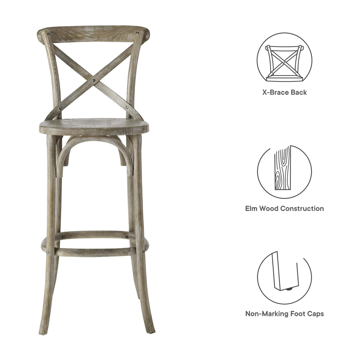Gear Bar Stool by Modway - Black / Gray / Midnight Blue / Natural / Walnut / White (EEI-5563), photo 13 of 42