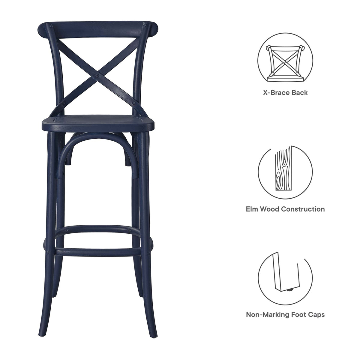 Gear Bar Stool by Modway - Black / Gray / Midnight Blue / Natural / Walnut / White (EEI-5563), photo 25 of 42