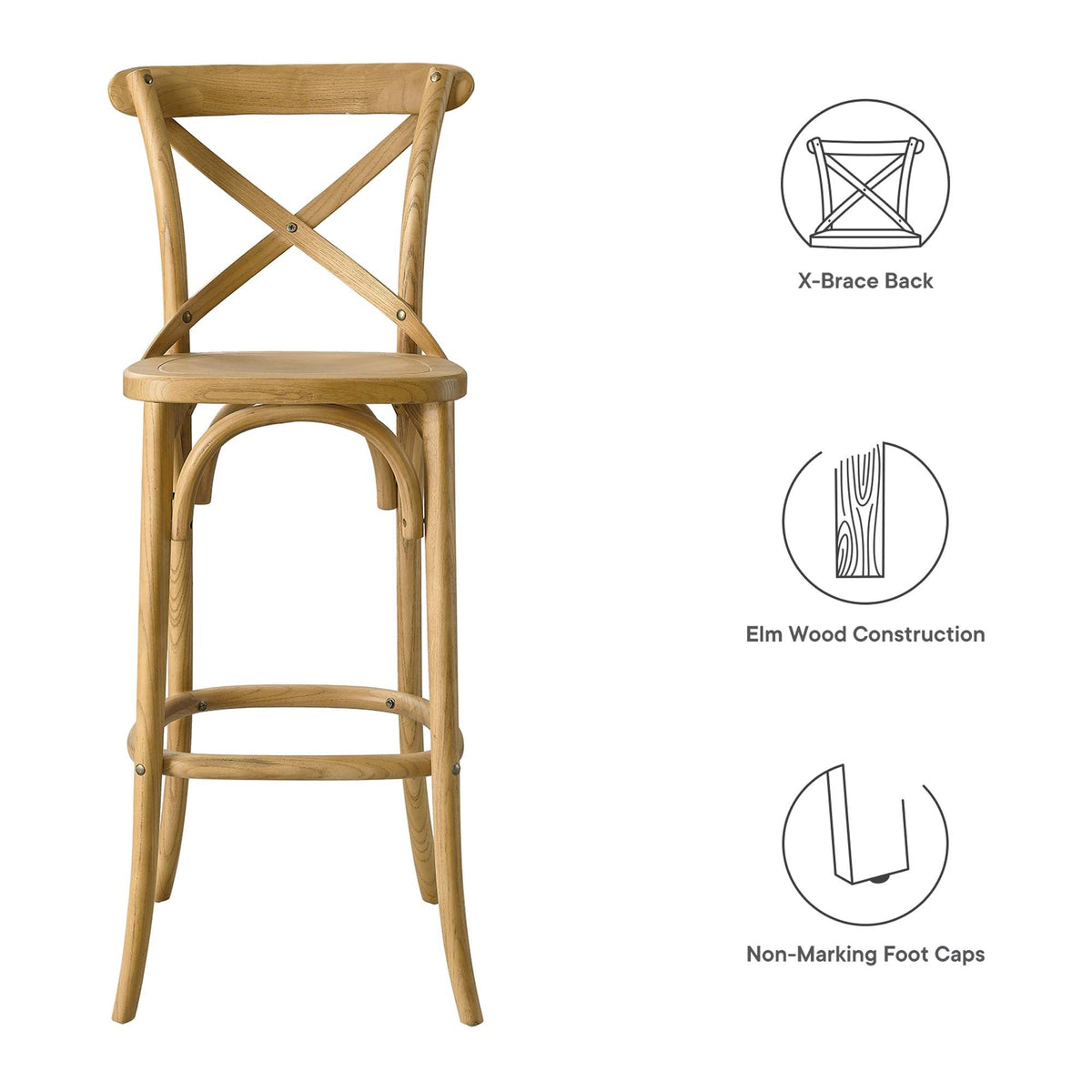 Gear Bar Stool by Modway - Black / Gray / Midnight Blue / Natural / Walnut / White (EEI-5563), photo 37 of 42